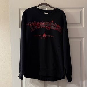 Disneyland Holiday 2025 Oversized Crewneck Sweatshirt – Plaid Embroidered – NWT